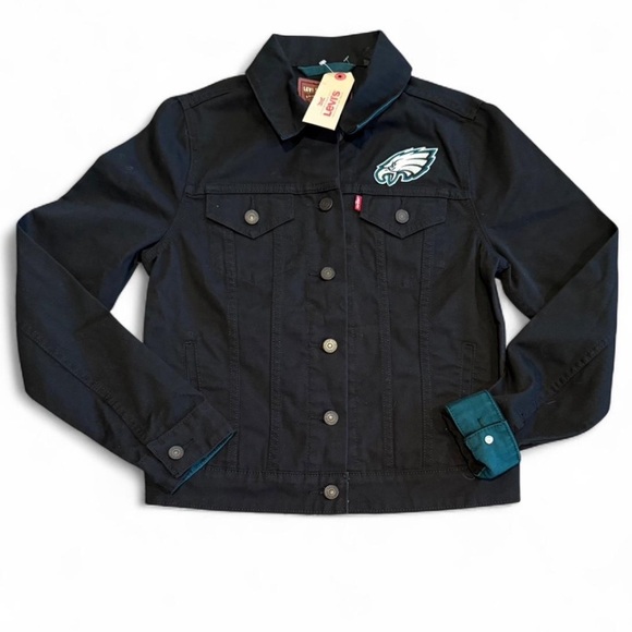 NWT LEVIS NFL Philadelphia EAGLES Denim Jacket SMALL - Picture 1 of 7